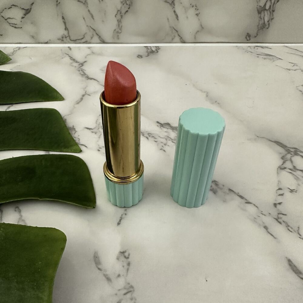 Estee Lauder All Day Lipstick Makeup Frosted Apricot Ribbed Case Green Tube